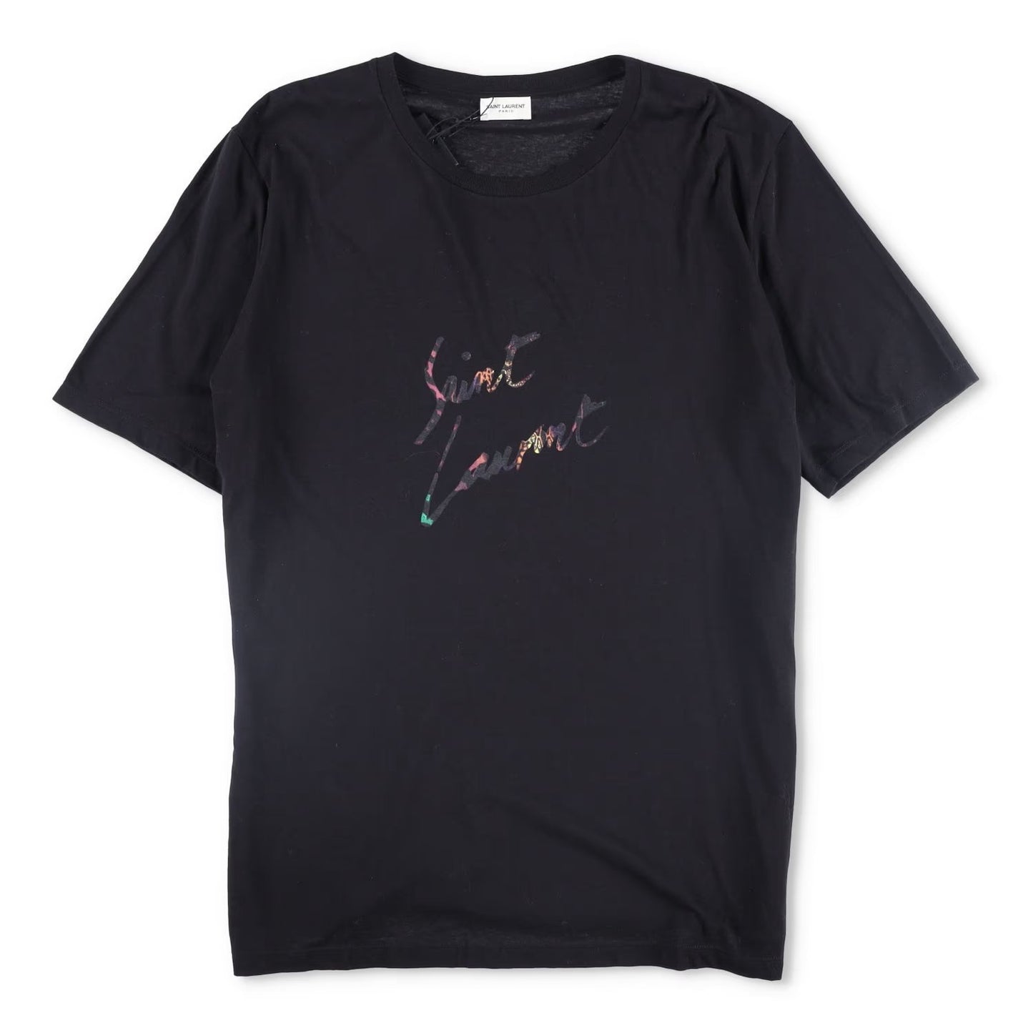 SAINT LAURENT Mens T-Shirt Cotton Black Logo Crew Neck Size XL RRP 400