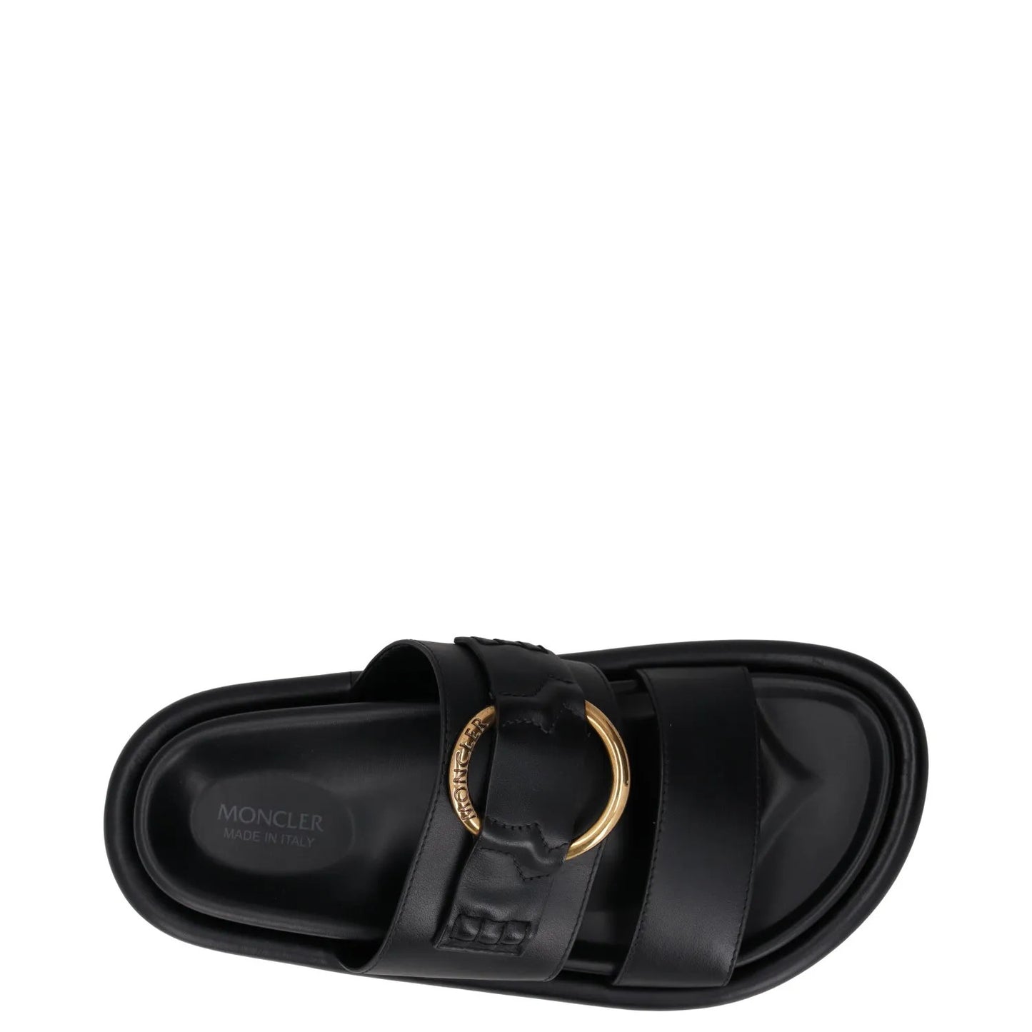 MONCLER Womens Bell Sandals Flat Sliders Black Leather Open Toe UK 3 RRP 515 — View 7
