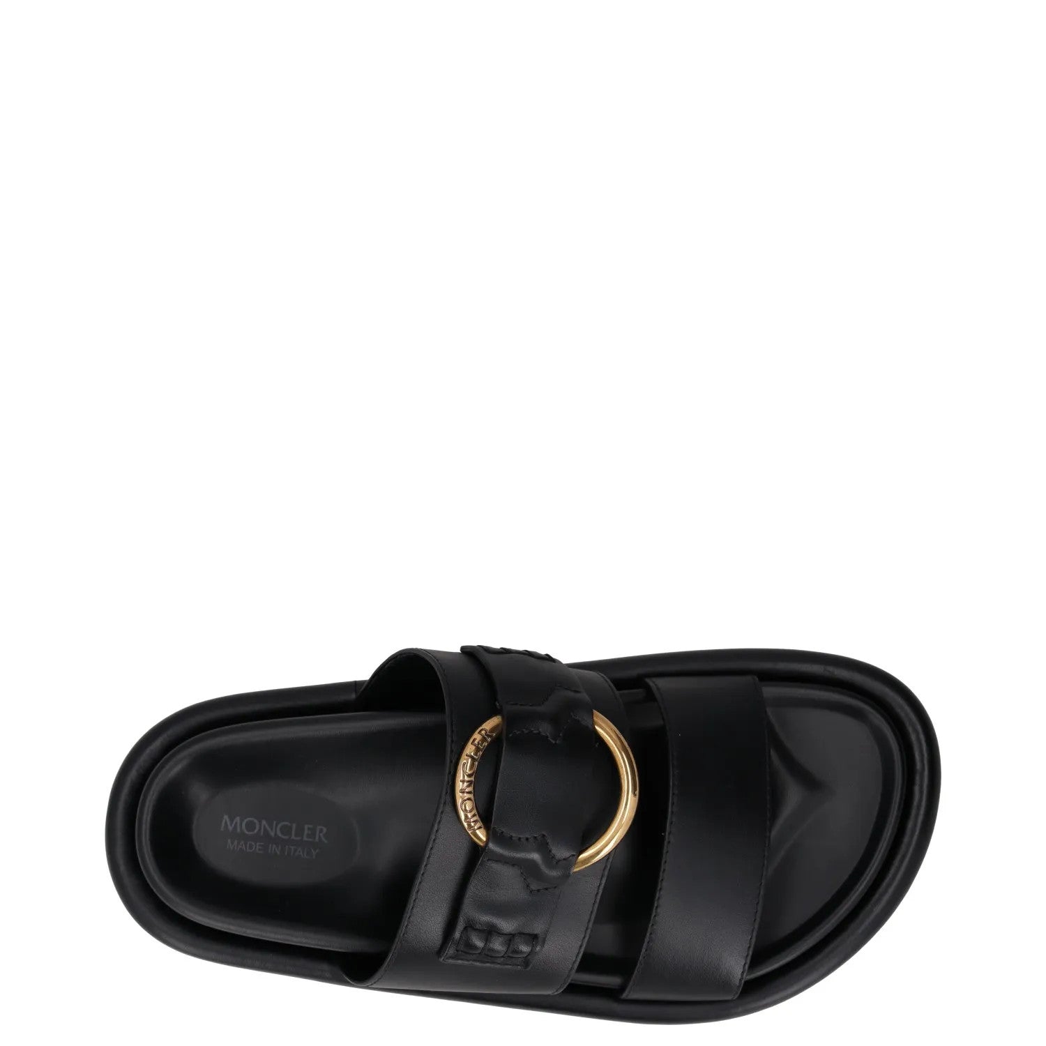 MONCLER Womens Bell Sandals Flat Sliders Black Leather Open Toe UK 3 RRP 515 — View 7