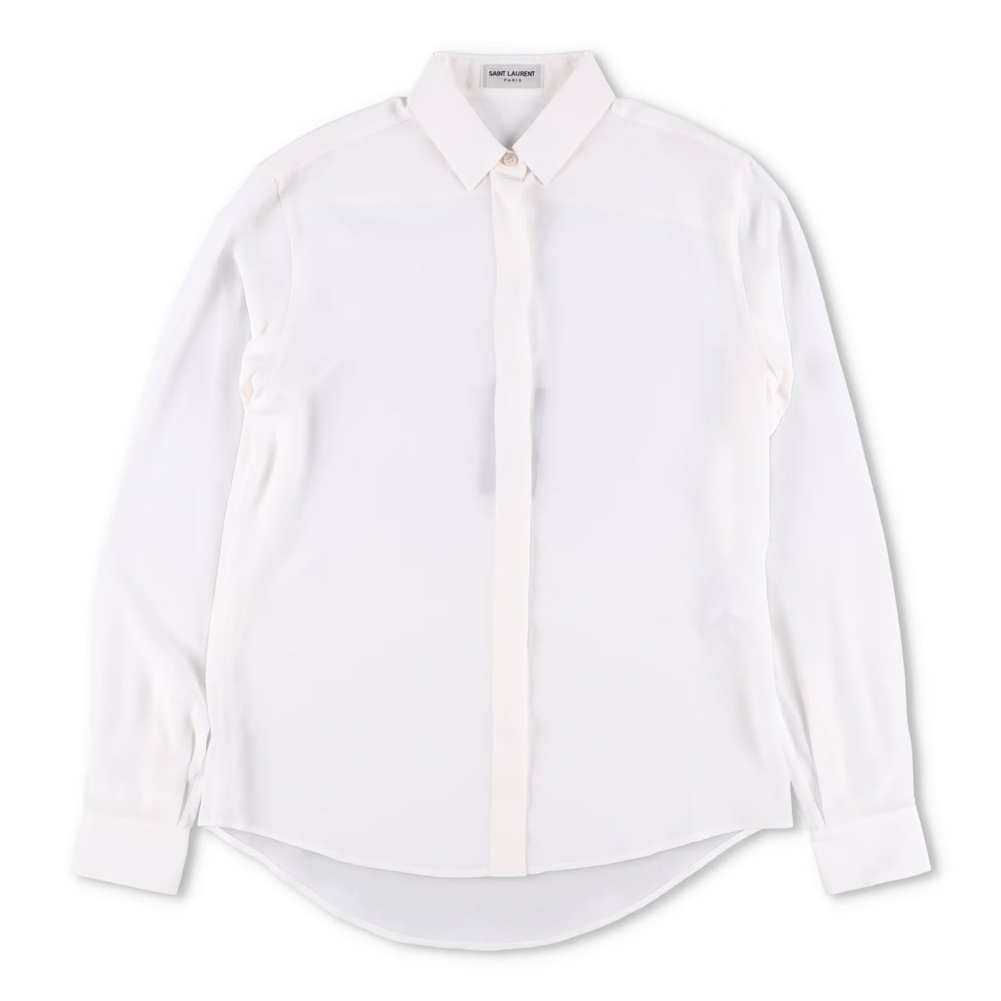 SAINT LAURENT Womens Blouse Long Sleeve Relaxed Fit White Size 36 RRP 660