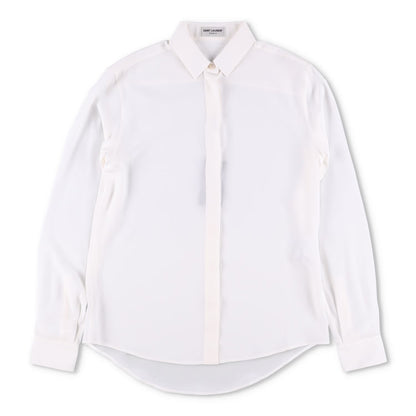 SAINT LAURENT Womens Blouse Long Sleeve Relaxed Fit White Size 36 RRP 660
