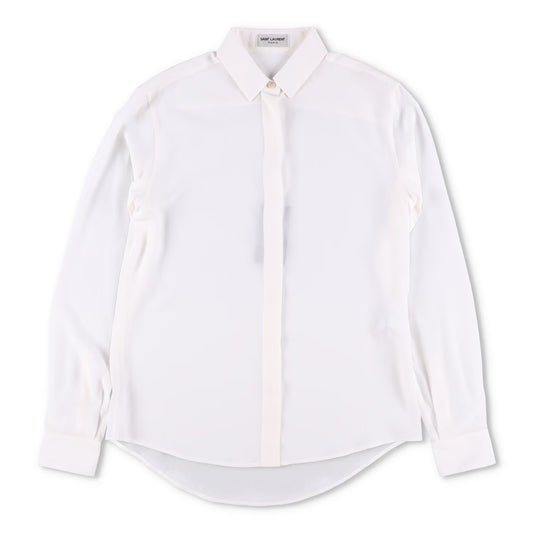 SAINT LAURENT Womens Blouse Long Sleeve Relaxed Fit White Size 36 RRP 660