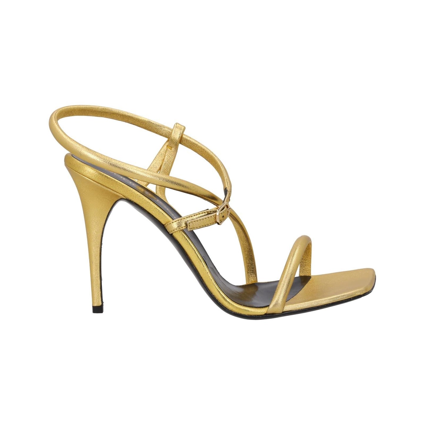 BRUNO FRISONI Women Sandal Gold Leather Strappy Stiletto Heel Size 40.5 RRP 615