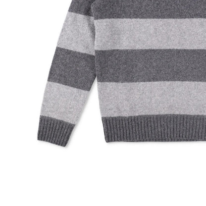 POLO RALPH LAUREN Mens Jumper Grey Knit Logo Striped Long Sleeve Size S RRP 395 — View 3