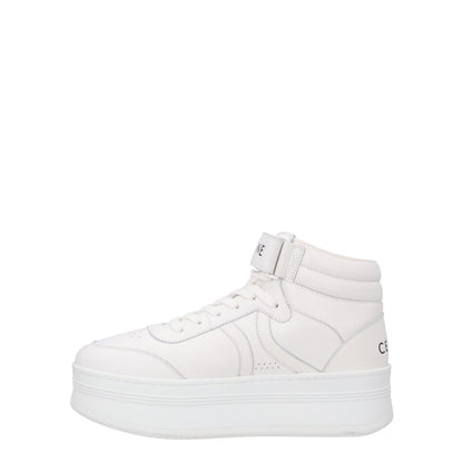 CELINE Womens Mid Lace-Up Sneakers Scratch Leather High Tops White UK 7 RRP 740 — View 4