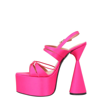 DACCORI Womens Strappy Platform Slingback Sandal Satin Pink EU 38.5 RRP 795 — View 4