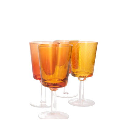 POLS POTTEN Wine Library Glasses Set Of 4/6 Yellow Orange One Size RRP 140 — View 3