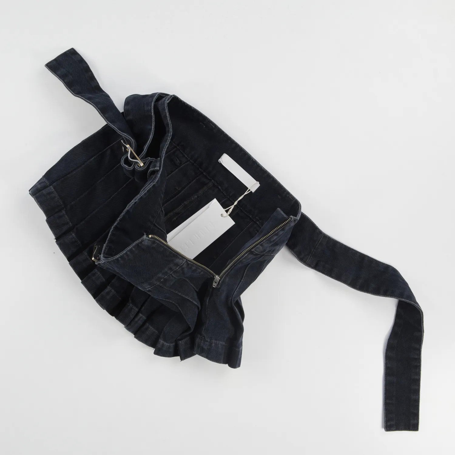 DION LEE Womens Darted Denim Mini Skirt Black Cotton Buckle Size 6 RRP 690 — View 8