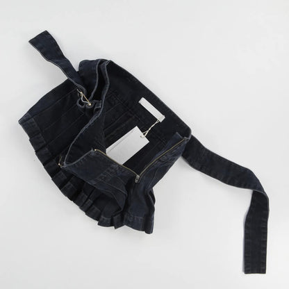 DION LEE Womens Darted Denim Mini Skirt Black Cotton Buckle Size 6 RRP 690 — View 8