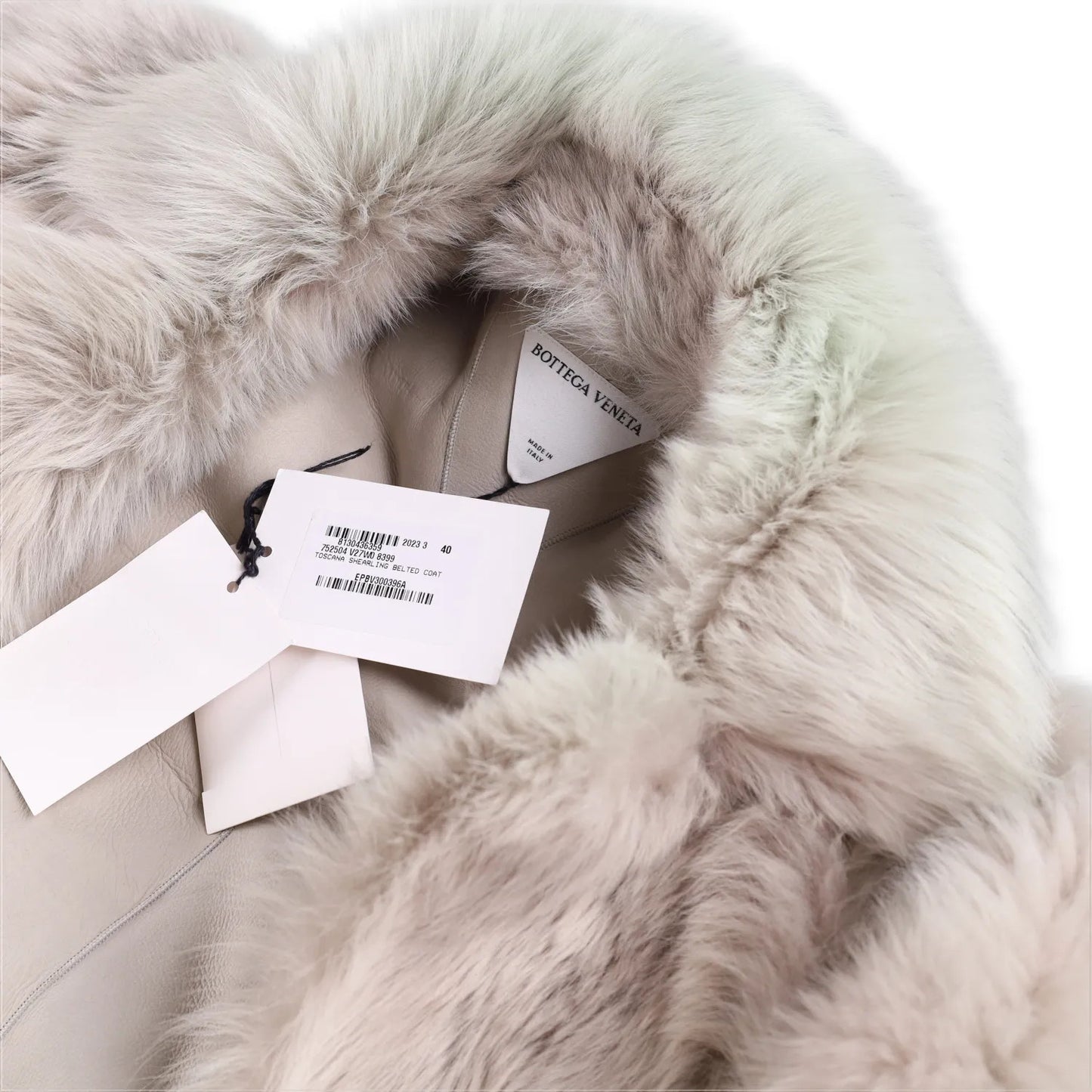 BOTTEGA VENETA Womens Overcoat Fur Oversized Big Belt Detail Grey 40 RRP 9010 — View 9