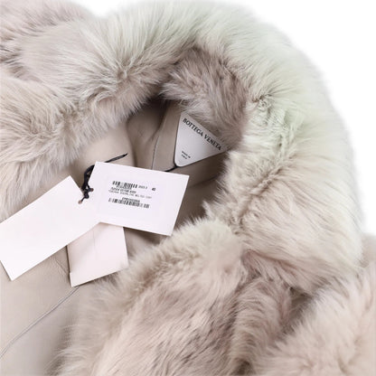 BOTTEGA VENETA Womens Overcoat Fur Oversized Big Belt Detail Grey 40 RRP 9010 — View 9
