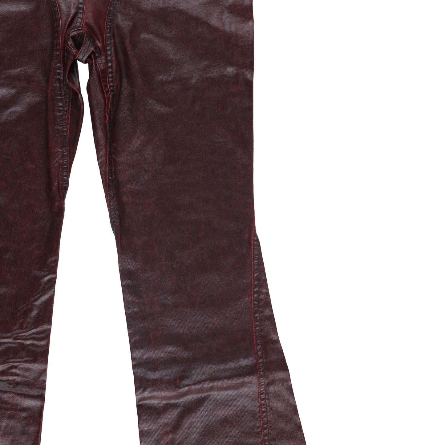 MUGLER Womens Jeans Flared Leg Denim Burgundy High Rise Size 40 RRP 770 — View 5