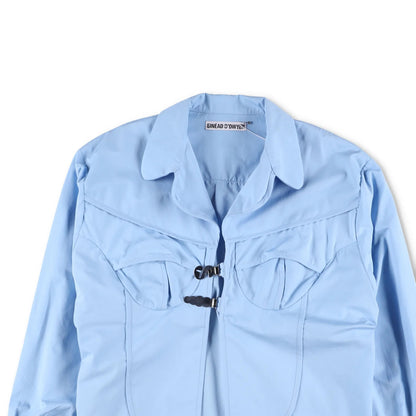 SINEAD O'DWYER Womens Pyjama Shirt Blue Button-Up Cotton Buckle Toggle 10 RRP755 — View 2