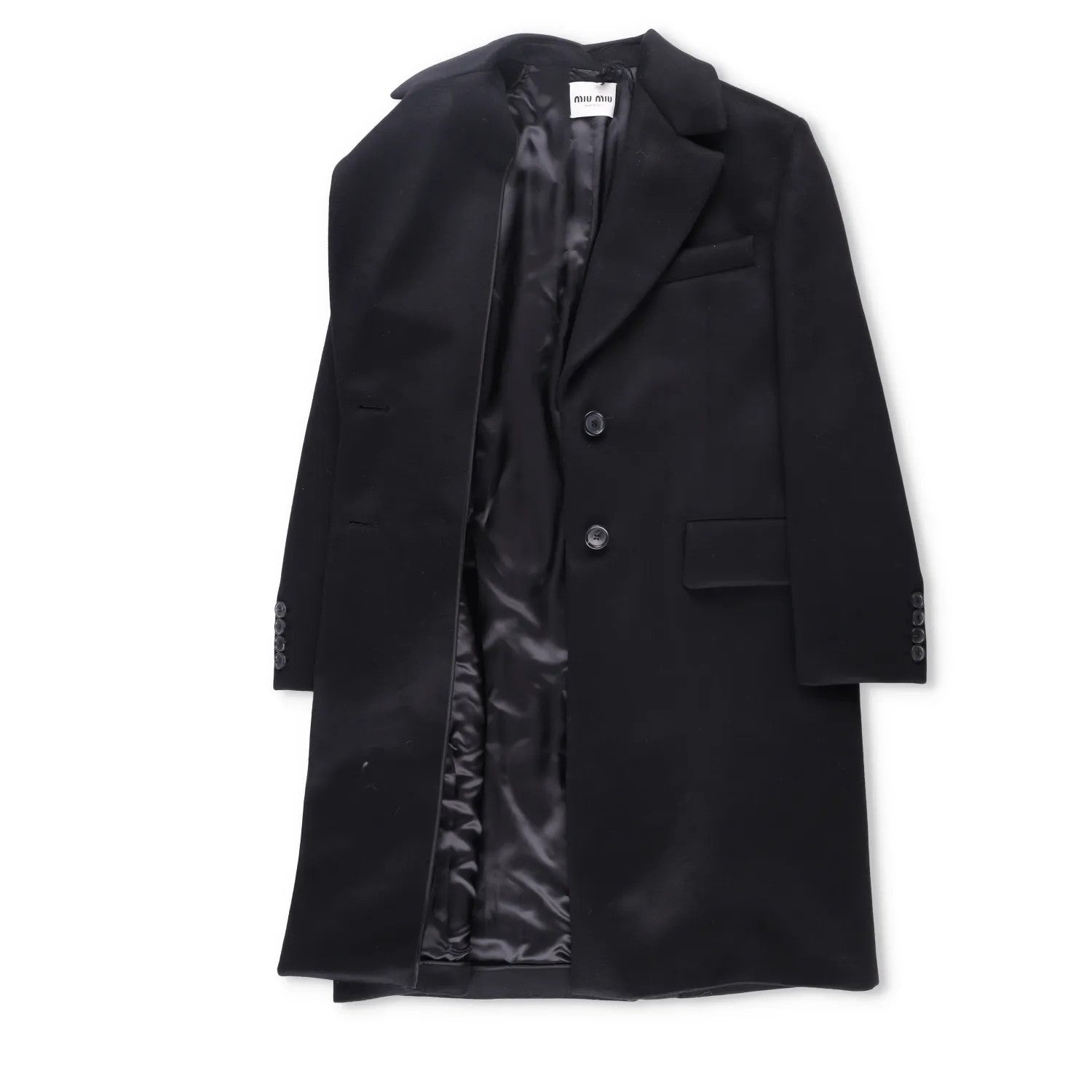 MIU MIU Men Velour Padded Soprabiti Overcoat Black Long Spread Collar 46 RRP4050 — View 8