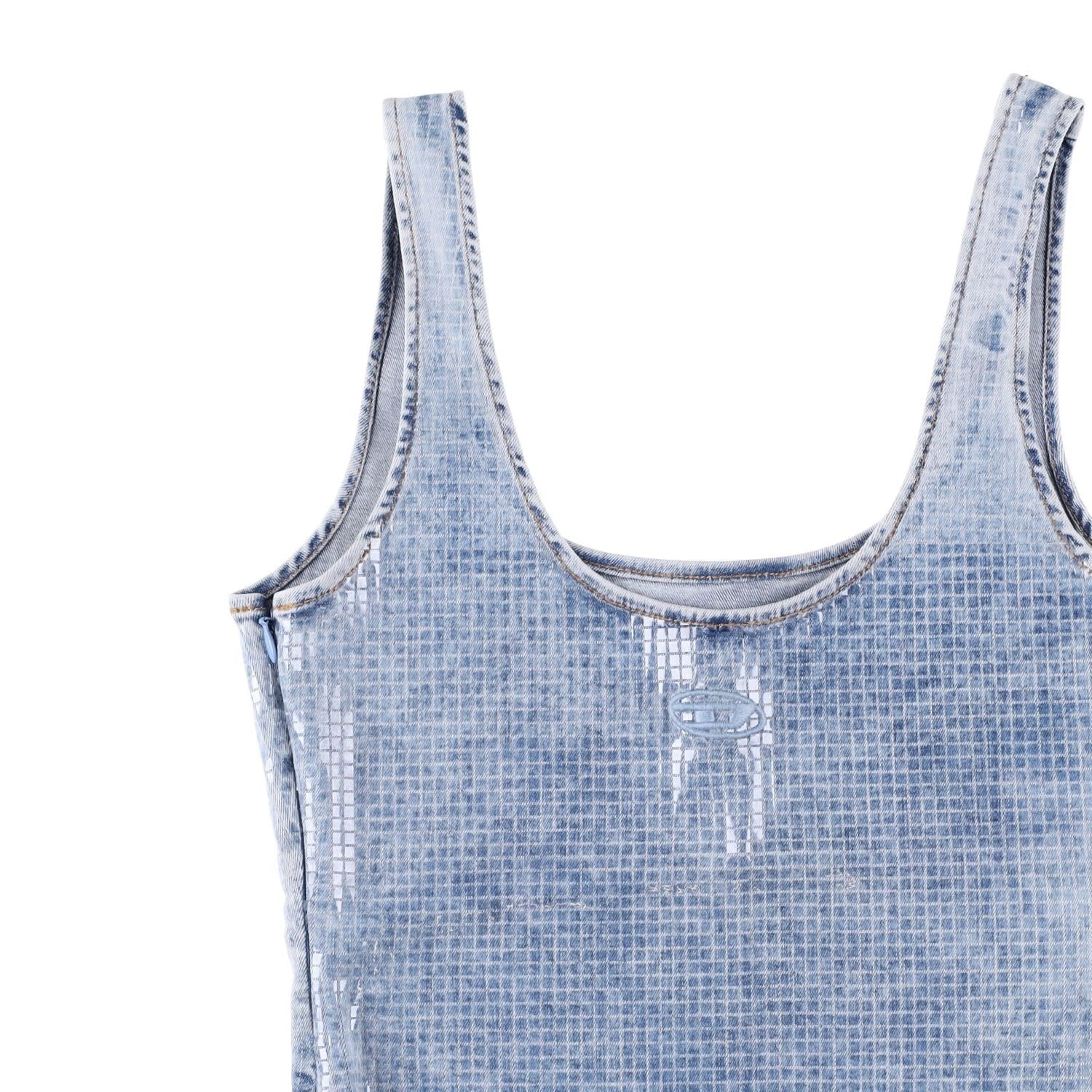 DIESEL Womens De-Shi-S Coated Denim Tank Top Blue Scoop Neck Size S RRP 280 — View 2
