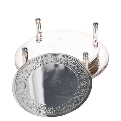 SOHO HOME Rochester Engraved Silver Coasters Set Of 4 Metallic One Size RRP 125 — View 2