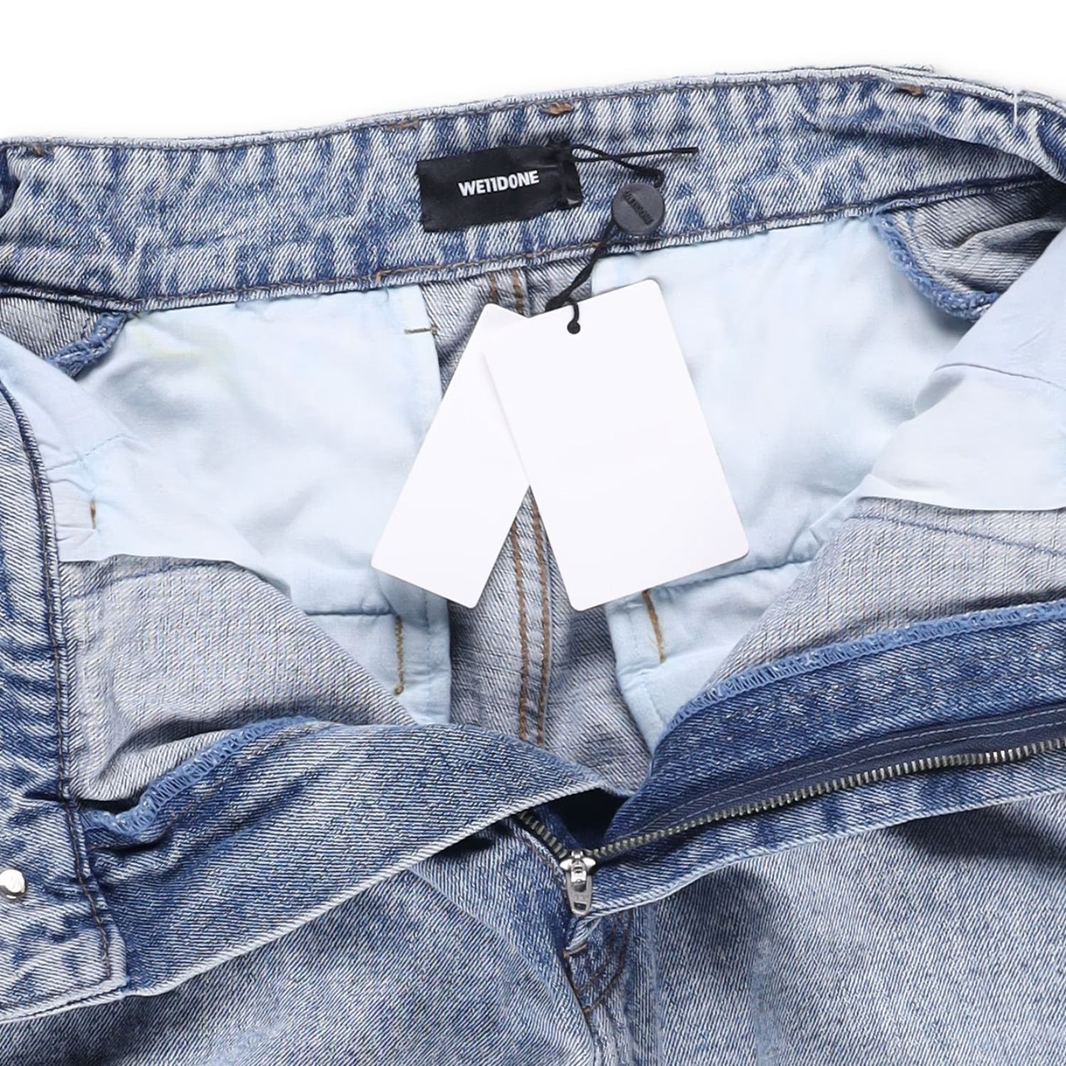 WE11 DONE Womens Sky Wire Detail Denim Pants Relaxed Fit High Rise Blue M RRP795 — View 11