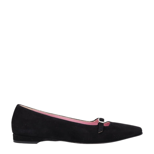 CAREL PARIS Womens Emilie 24 Ballet Flats Black Suede Leather Bow EU 36.5 RRP350