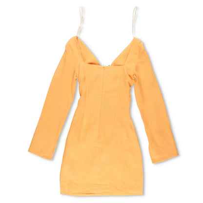 NANUSHKA Womens Gilia Mini Dress V-Neck Long Sleeve Ruched Orange Tie XXS RRP540 — View 8
