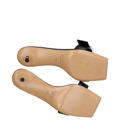 JACQUEMUS Womens Mule Heels Black Leather Metal Buckle Open Toe UK 3 RRP 400 — View 8