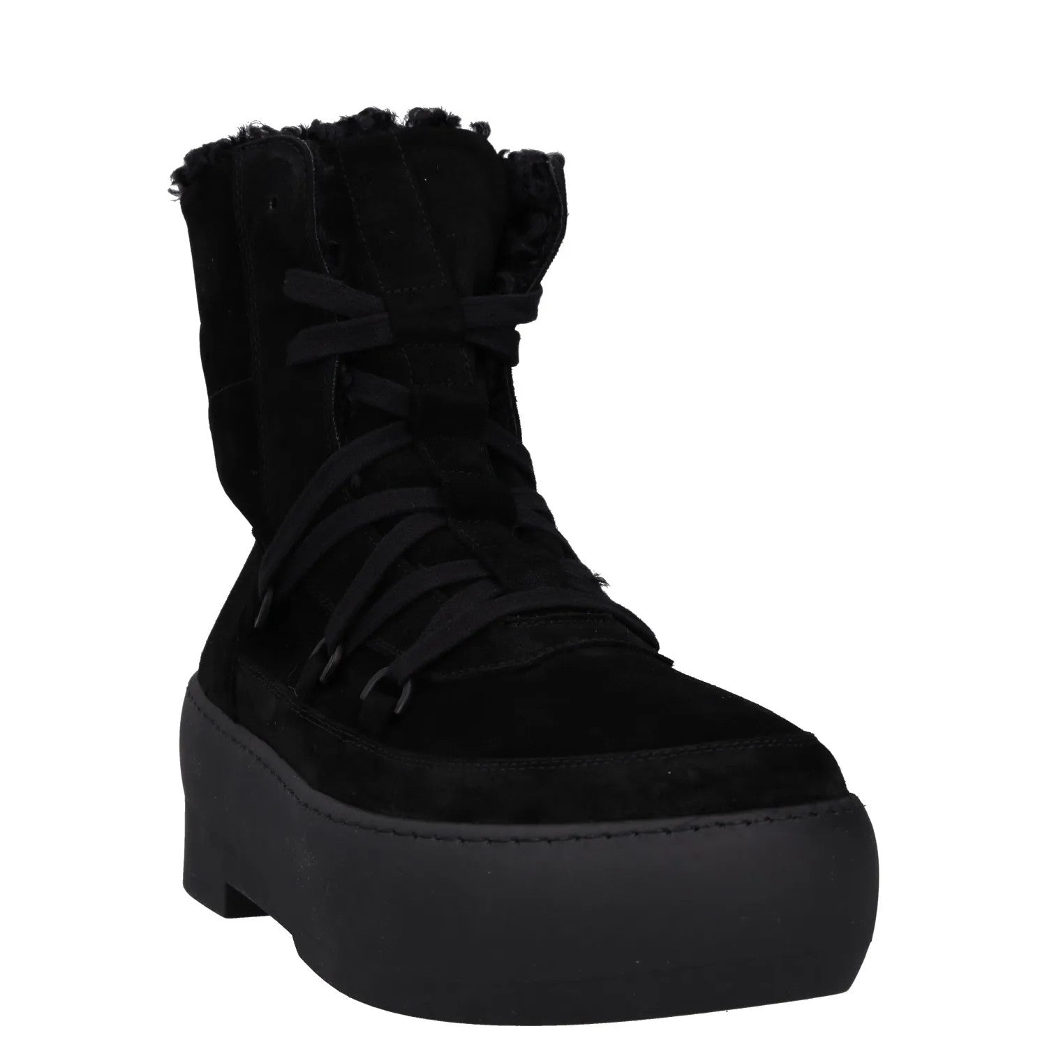 GIABORGHINI Womens Boot Black Leather Platform Heel Lace Up Faux Fur UK 7 RRP375 — View 2