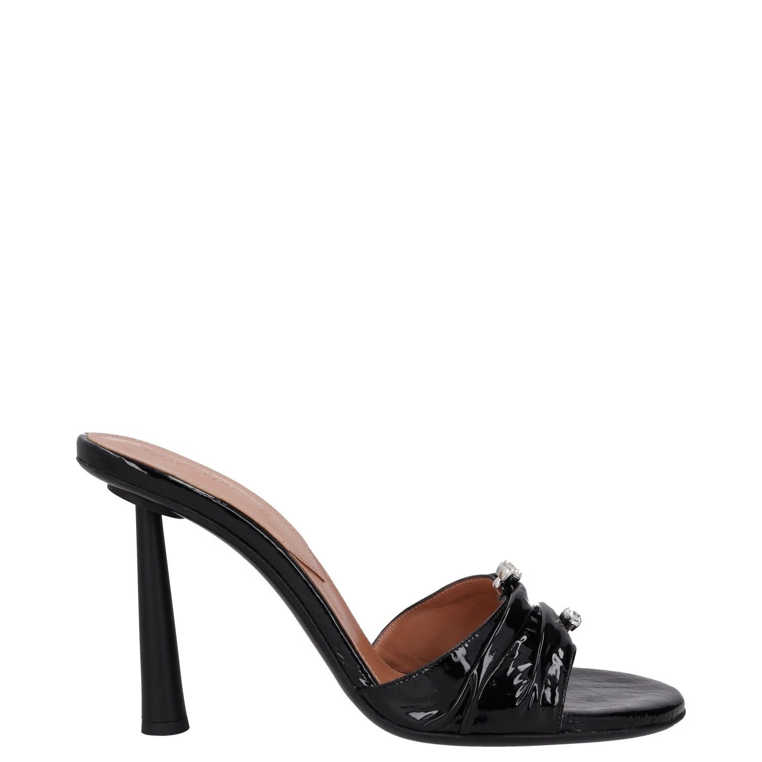 D'ACCORI Womens Heels Black Leather Stiletto Mules Slip On Open Toe UK 8 RRP 595