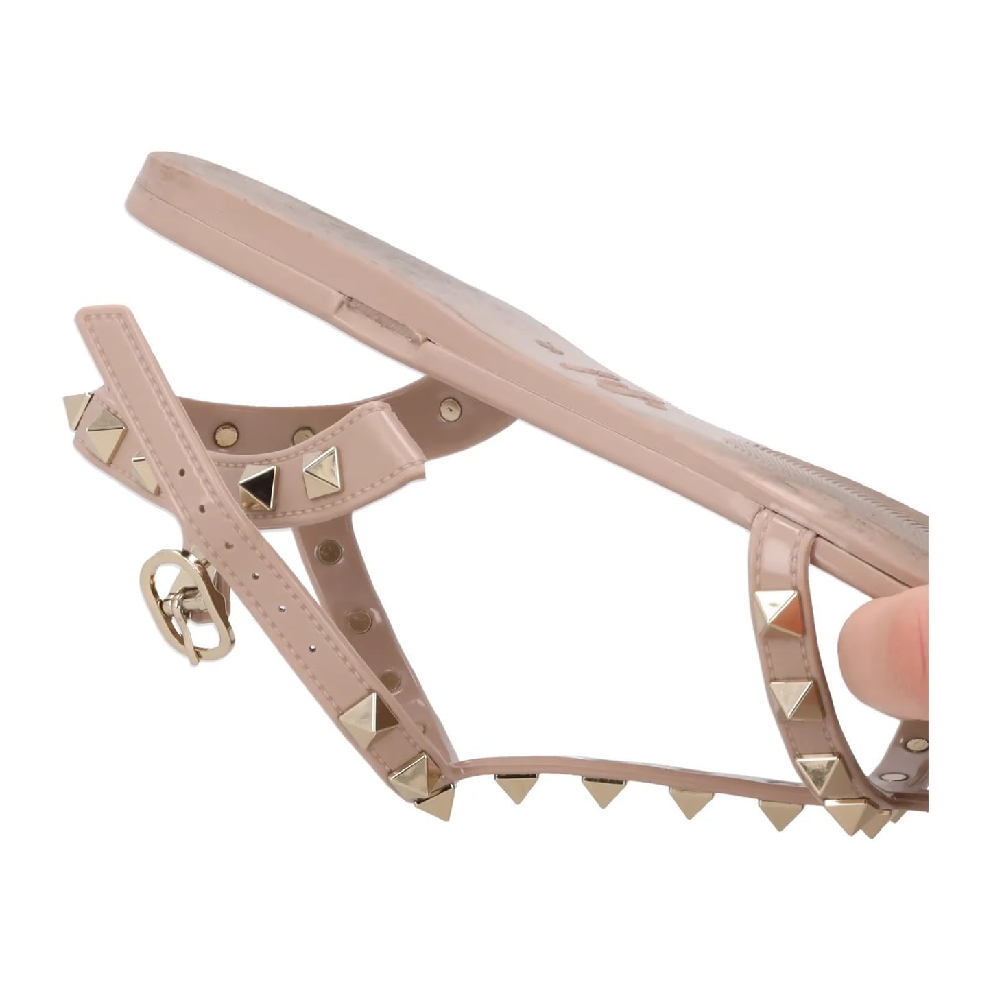VALENTINO Womens Rockstud Flat Sandal Beige Rubber Sole Open Toe EU 36 RRP 410 — View 10