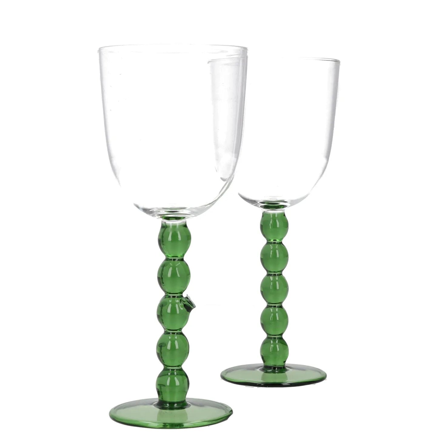 MAISON BALZAC Wine Glasses Glass Clear Green Stem Two Piece One Size RRP 50 — View 5