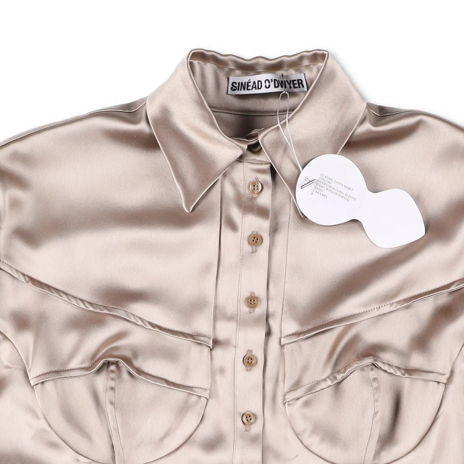 SINEAD O'DWYER Womens Classic Satin Viscose Caramel Blouse Metallic 8 RRP 805 — View 7