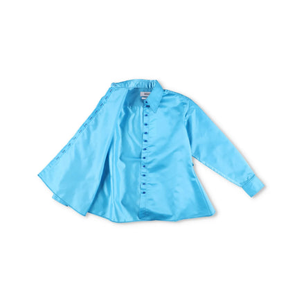 CHRISTOPHER JOHN ROGERS Women Tie Back Satin Shirt Azure Button-Up M RRP1030 — View 5