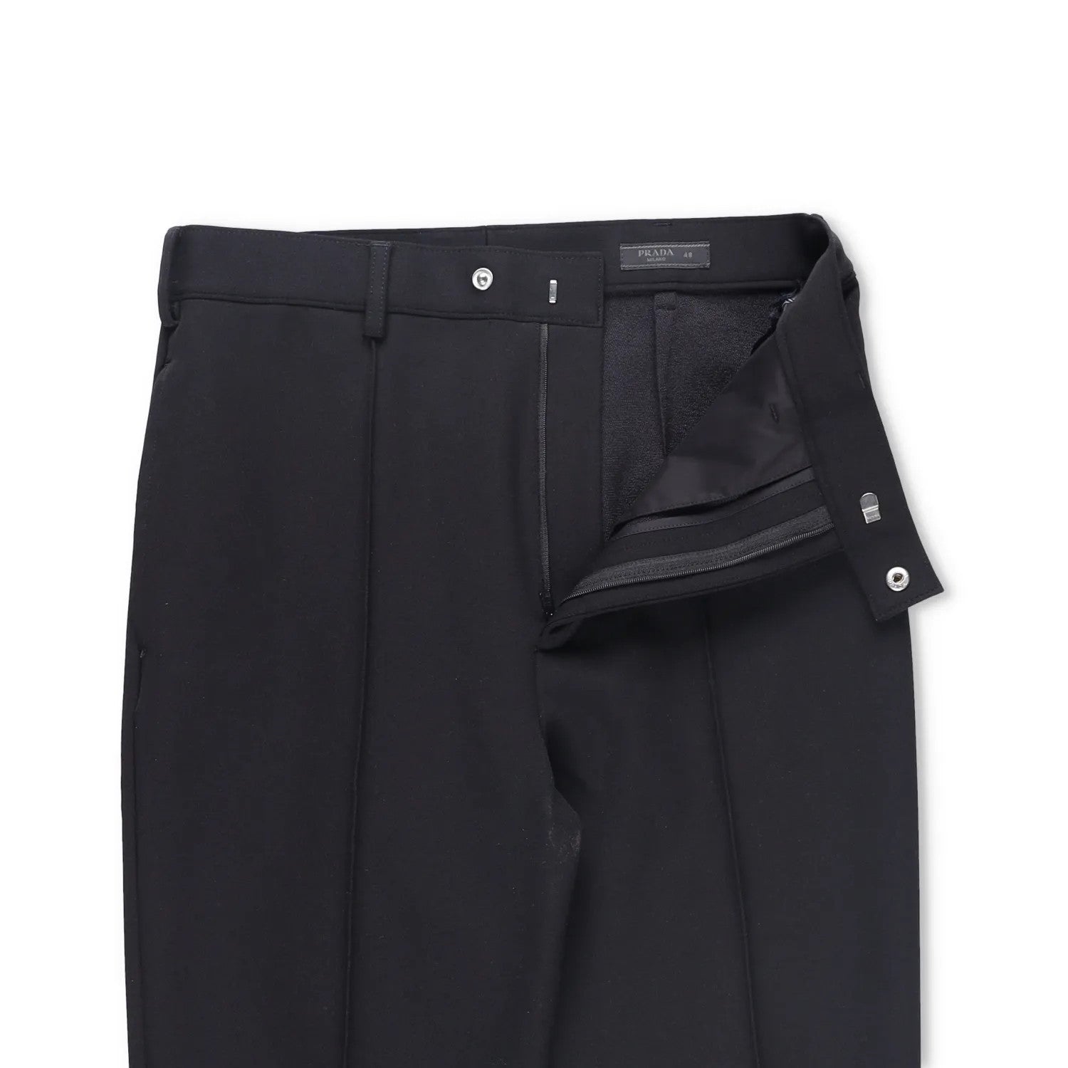 PRADA Men Tapered Trousers Black Dress Pant Pleated Tapered Flat Front 48 RRP950 — View 5