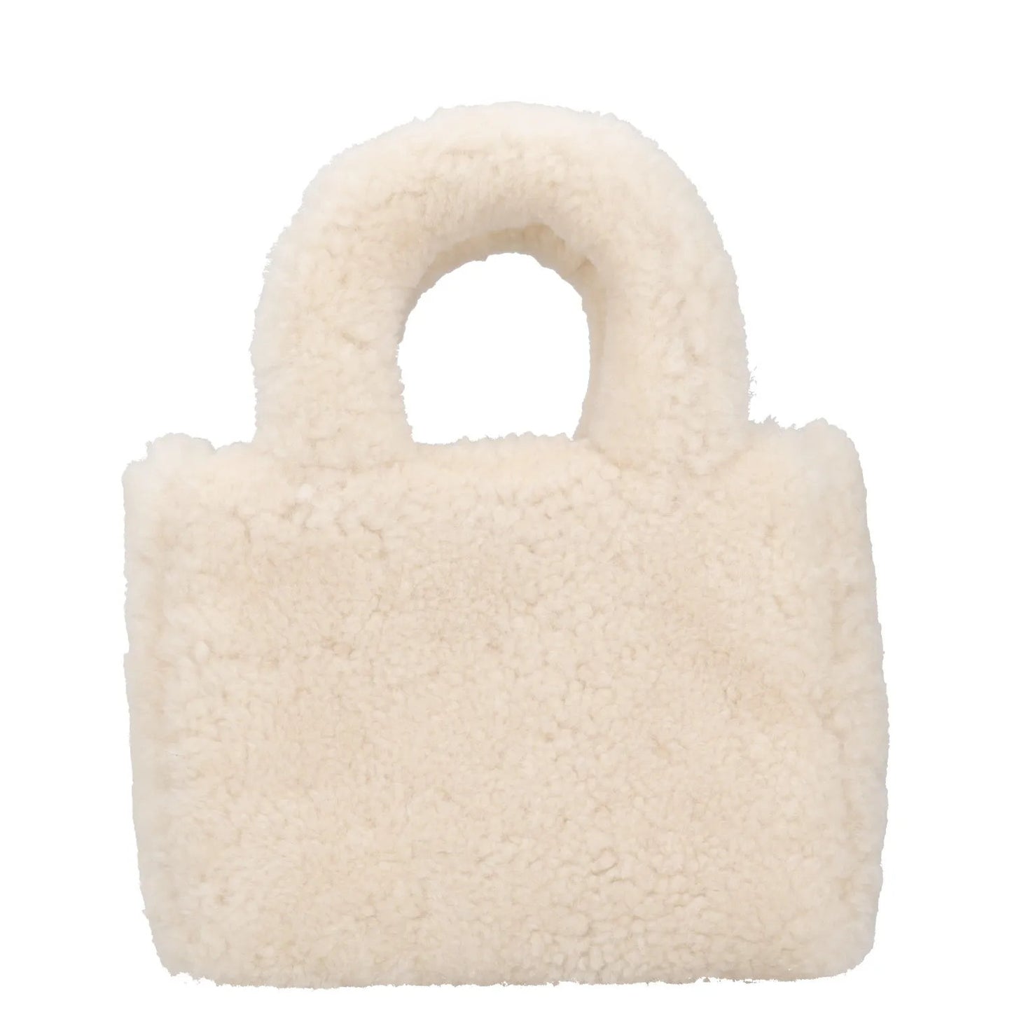 AMINA MUADDI Womens Handbag White Plush Shearling Top Handle S RRP 650 — View 4