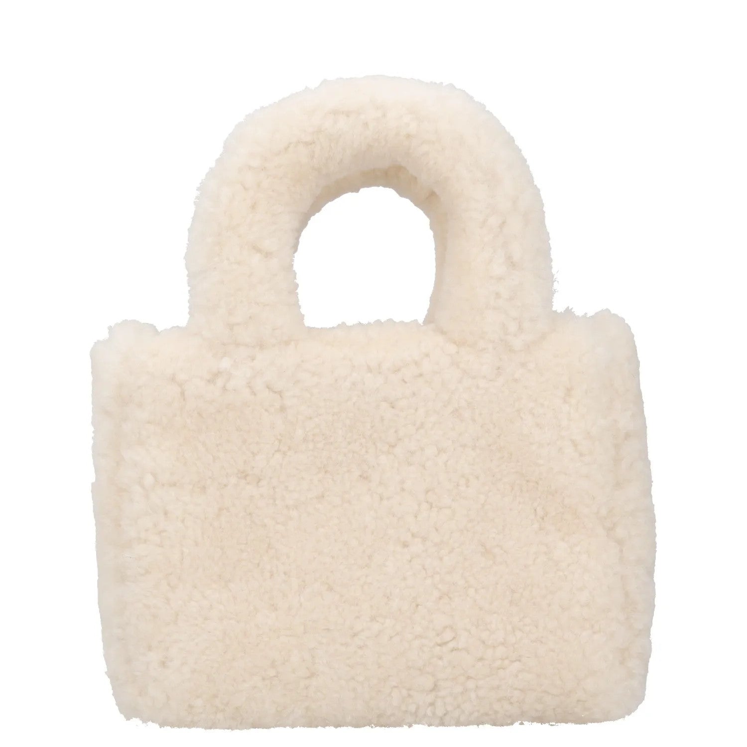 AMINA MUADDI Womens Handbag White Plush Shearling Top Handle S RRP 650 — View 4