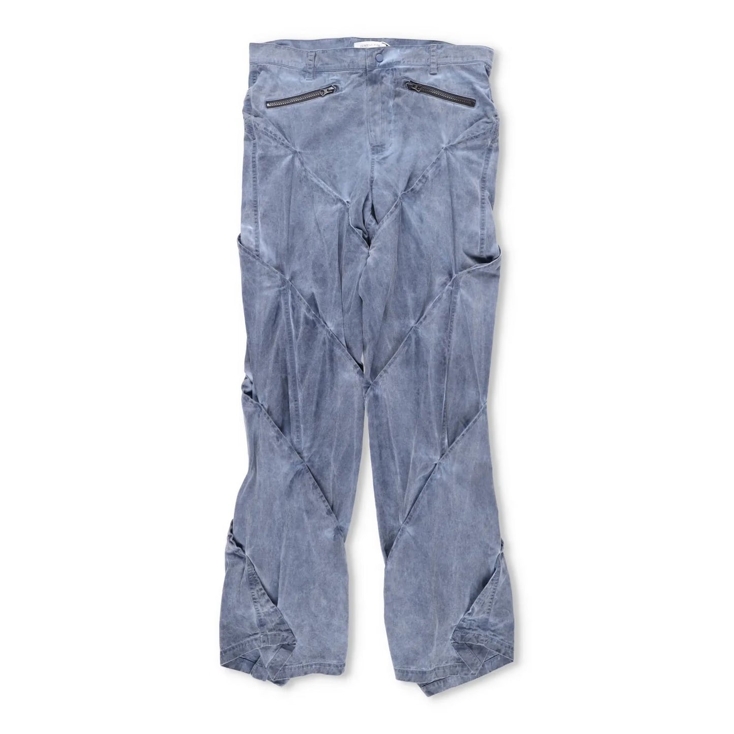 JUNTAE KIM Mens Gather-Twisted Dye Shell Trousers Blue Straight Leg L RRP 720