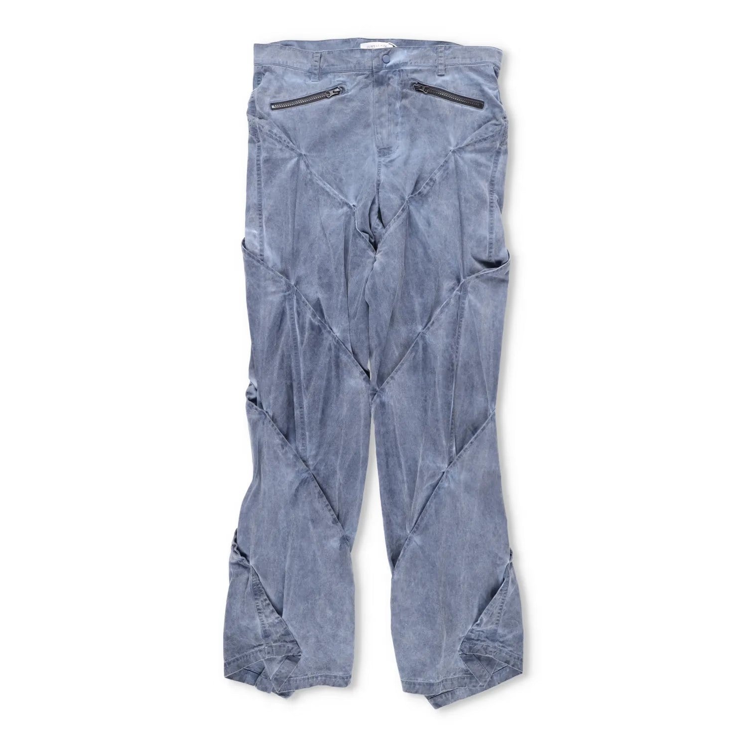 JUNTAE KIM Mens Gather-Twisted Dye Shell Trousers Blue Straight Leg L RRP 720