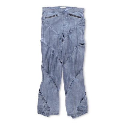 JUNTAE KIM Mens Gather-Twisted Dye Shell Trousers Blue Straight Leg L RRP 720