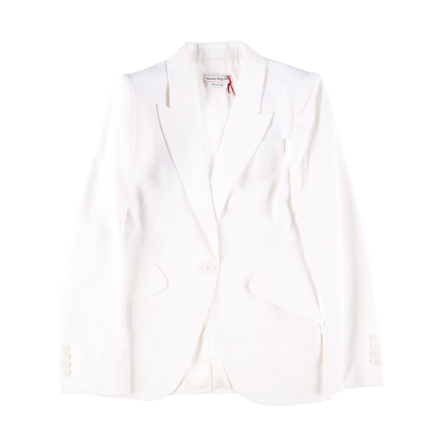 ALEXANDER MCQUEEN Womens Peak Shoulder One Button Jacket Ivory 42 RRP 1690