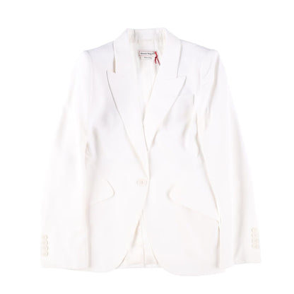 ALEXANDER MCQUEEN Womens Peak Shoulder One Button Jacket Ivory 42 RRP 1690