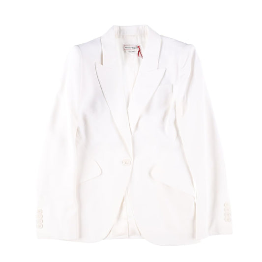 ALEXANDER MCQUEEN Womens Peak Shoulder One Button Jacket Ivory 42 RRP 1690