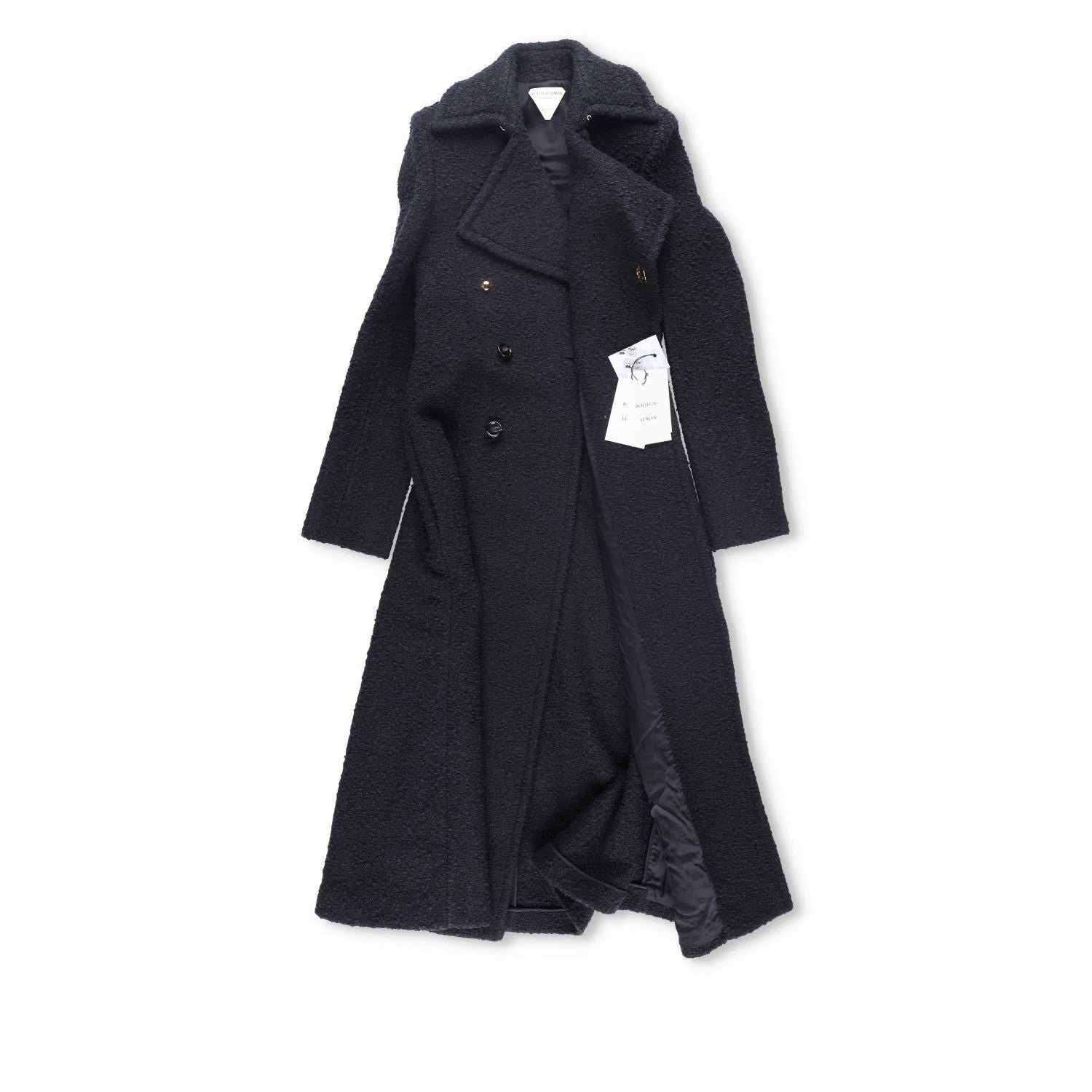 BOTTEGA VENETA Womens Black Double Breasted Overcoat Cotton Blend 38 RRP 3500 — View 6