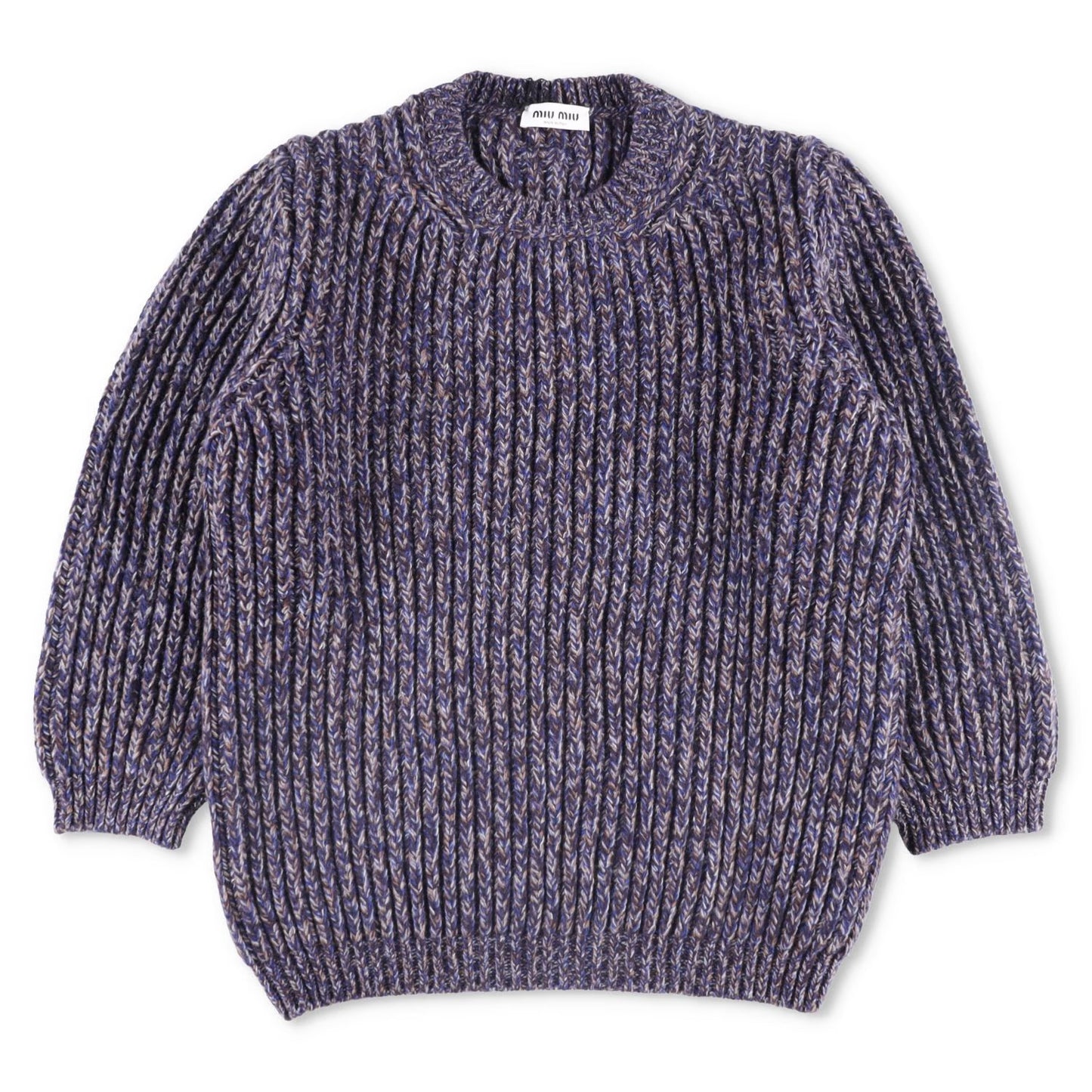 MIU MIU Mens Lambswool Rib Crewneck Jumper Pullover Blue Size 50 RRP 1170