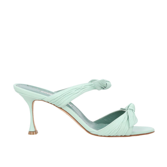 MANOLO BLAHNIK Womens Lollo 70 High Heel Double Strap Sandal Leather UK7 RRP 909