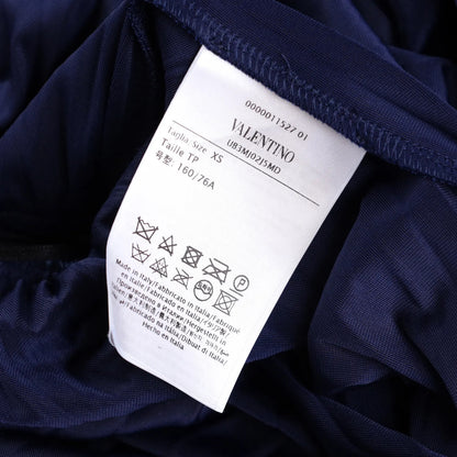 Valentino Womens Midi Dress Blue Velvet Pleated Long Balloon Sleeve XS RRP 1800 — View 10