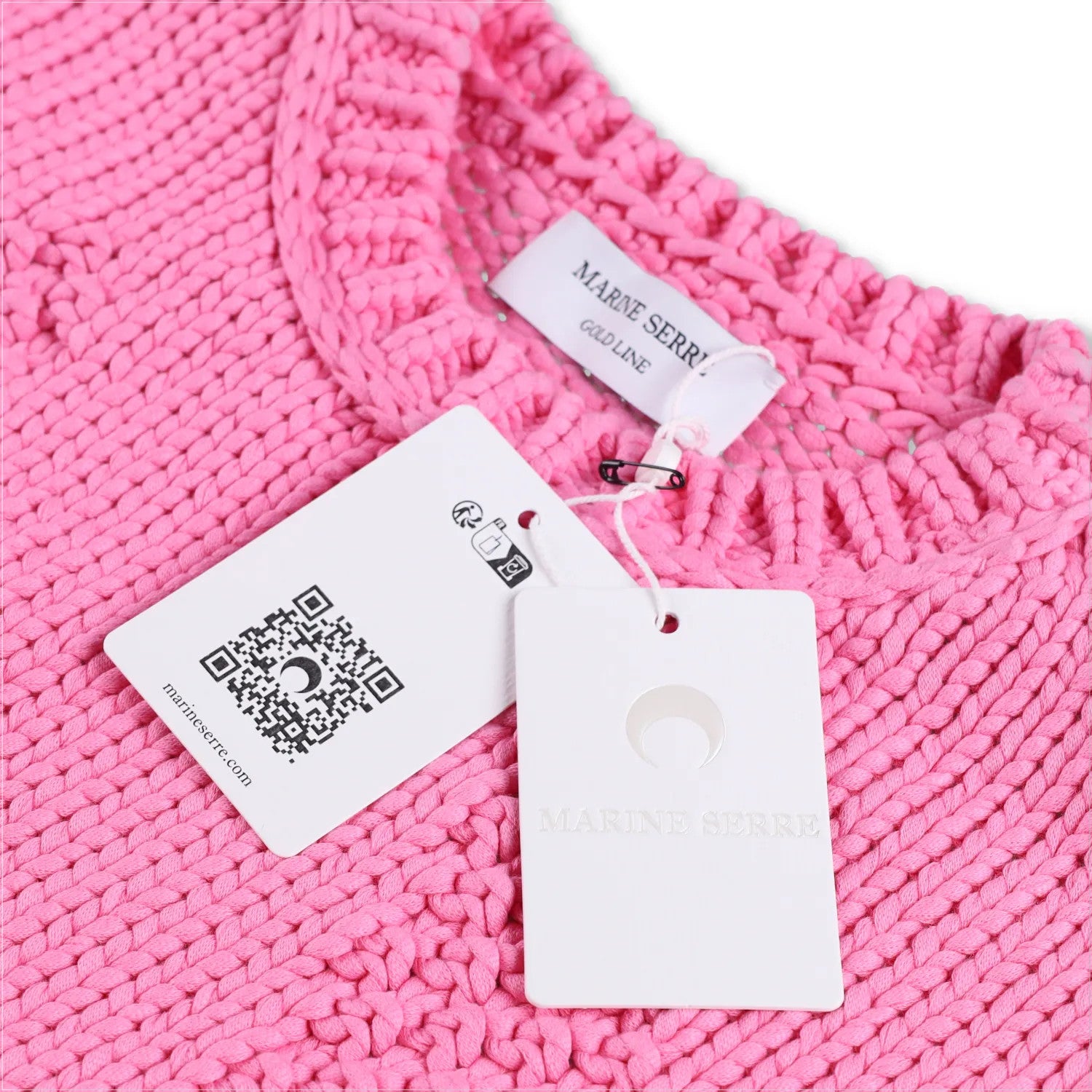 MARINE SERRE Womens Jumper Chunky Knit Crewneck Pullover Pink Size XS RRP 1120 — View 6