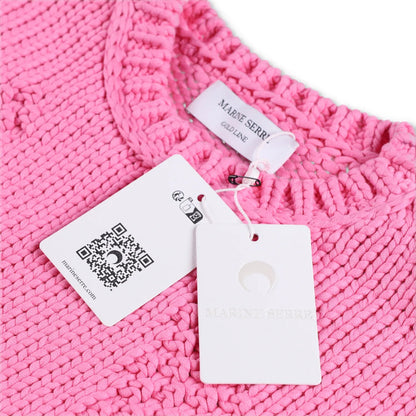 MARINE SERRE Womens Jumper Chunky Knit Crewneck Pullover Pink Size XS RRP 1120 — View 6
