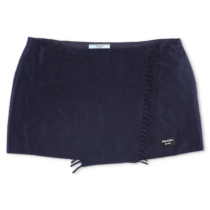 PRADA Womens Mini Skirts Cashmere Knit Navy Blue Short Elegant Size 46 RRP 945