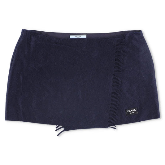 PRADA Womens Mini Skirts Cashmere Knit Navy Blue Short Elegant Size 46 RRP 945
