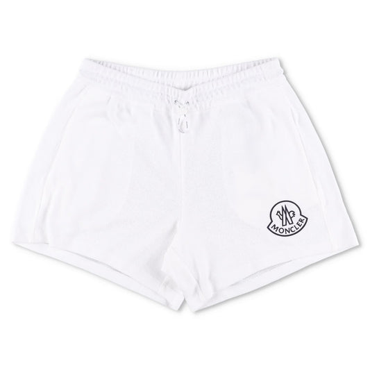MONCLER Womens Sweat Bottoms Shorts Logo Patch Bermuda White Size M RRP 395