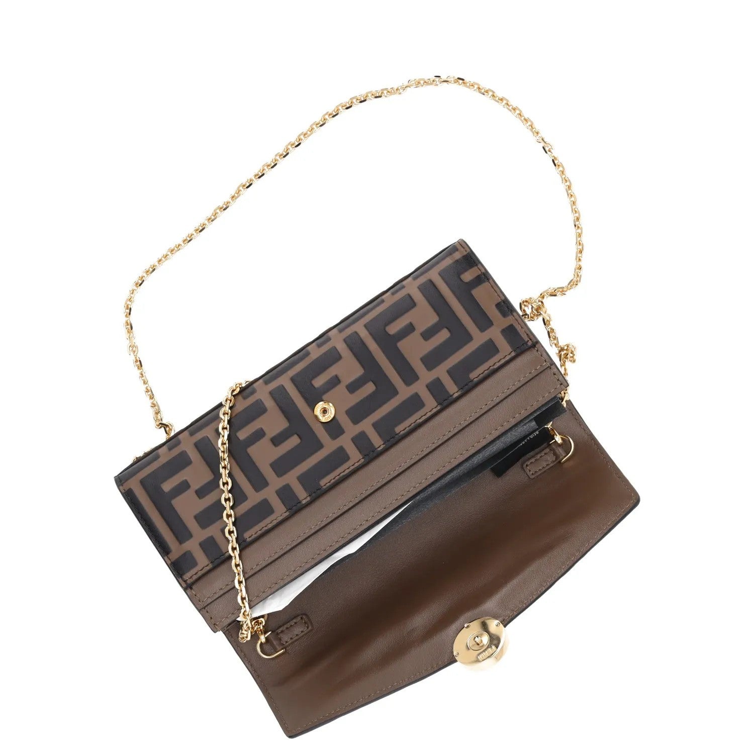 FENDI Womens Wallet On A Chain Bag Brown Leather Logo Size XS RRP 1200 — View 6