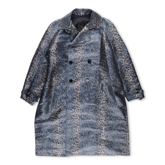 DIOR HOMME Mens Jacket Trench Overcoat Belted Leopard Print Grey Size 52 RRP1850